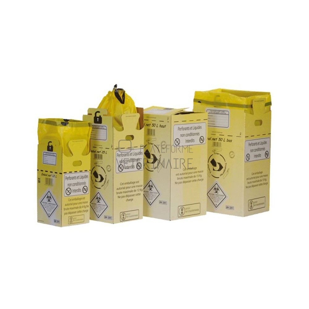 CAISSE CARTON P/DASRI A/SAC PLASTIQUE JAUNE - 50L (X 10)