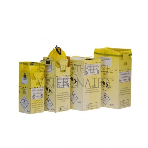 CAISSE CARTON P/DASRI A/SAC PLASTIQUE JAUNE - 25L (X 10)