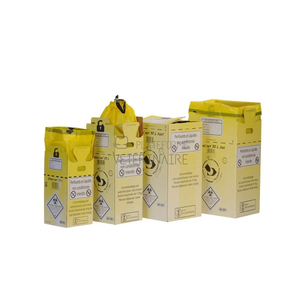 CAISSE CARTON P/DASRI A/SAC PLASTIQUE JAUNE - 25L (X 10)