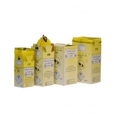 CAISSE CARTON P/DASRI A/SAC PLASTIQUE JAUNE - 25L (X 10)