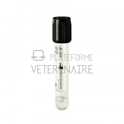 TUBE SS VIDE VACUTEST PET 1.6ML/5ML CITRATE VS 3.8% NOIR STE (X 100)