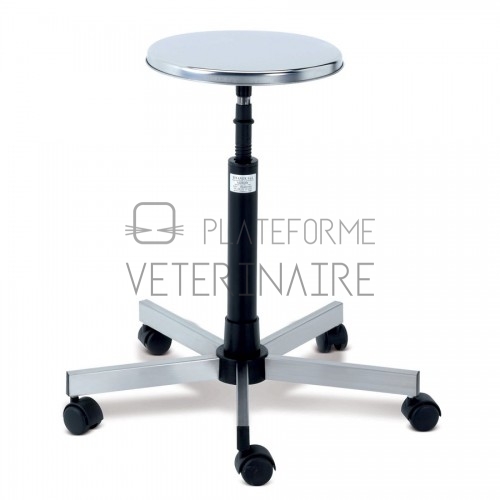 TABOURET A VIS ASSISE INOX PIETEMENT INOX 5 BRANCHES A/ROUES