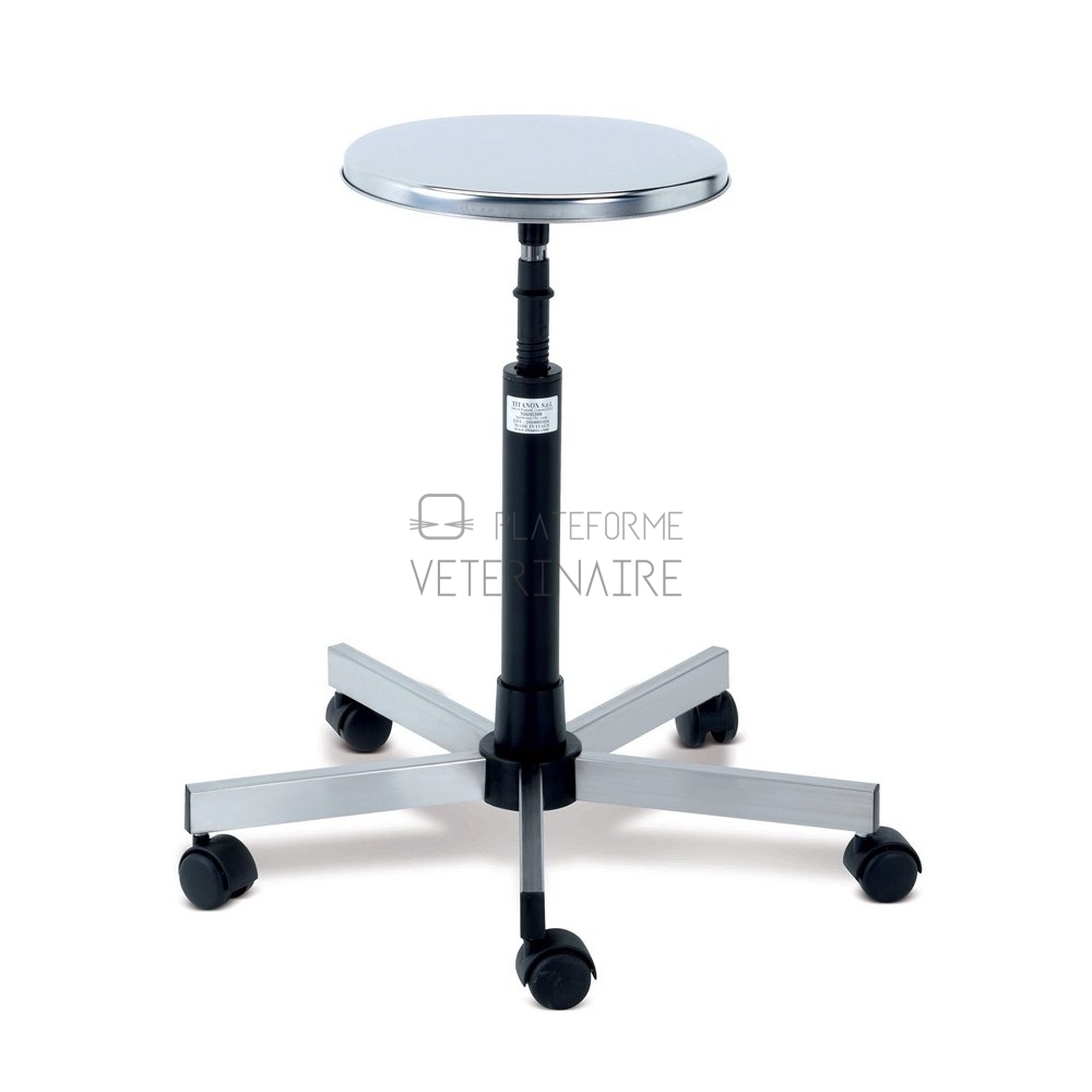 TABOURET A VIS ASSISE INOX PIETEMENT INOX 5 BRANCHES A/ROUES