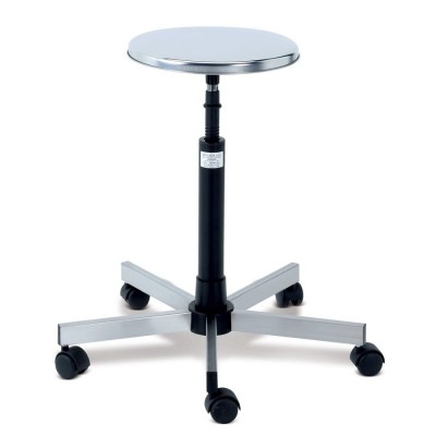 TABOURET A VIS ASSISE INOX PIETEMENT INOX 5 BRANCHES A/ROUES