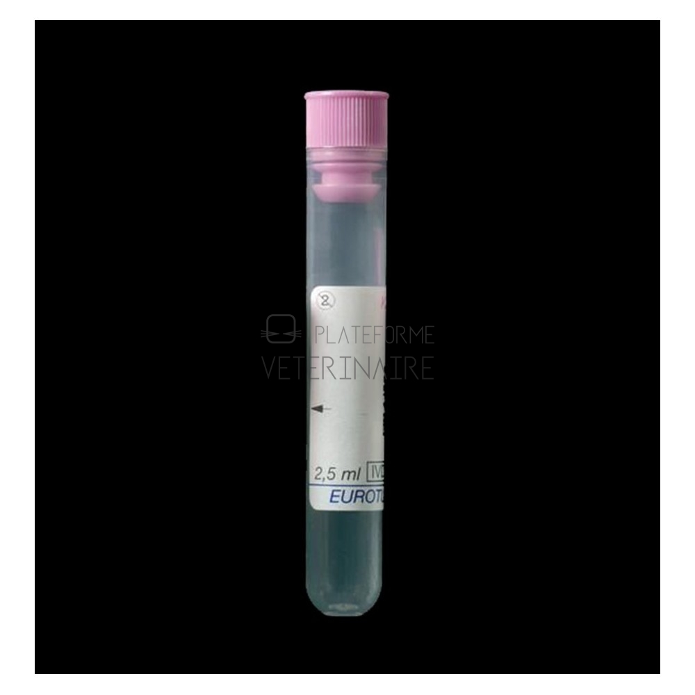 TUBE PP EDTA TRI POTASSIQUE 2,5ML BOUCHON AILETTE (12 X 100)