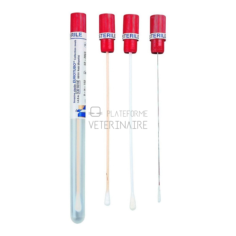 ECOUVILLON STERILE SOUS TUBE TIGE BOIS + COTON (X 500)