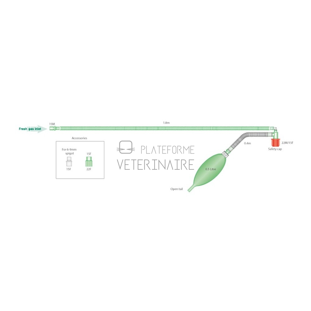 CIRCUIT ANESTHESIE EN T MAPLESON F  PEDIATRIQUE (X 15)