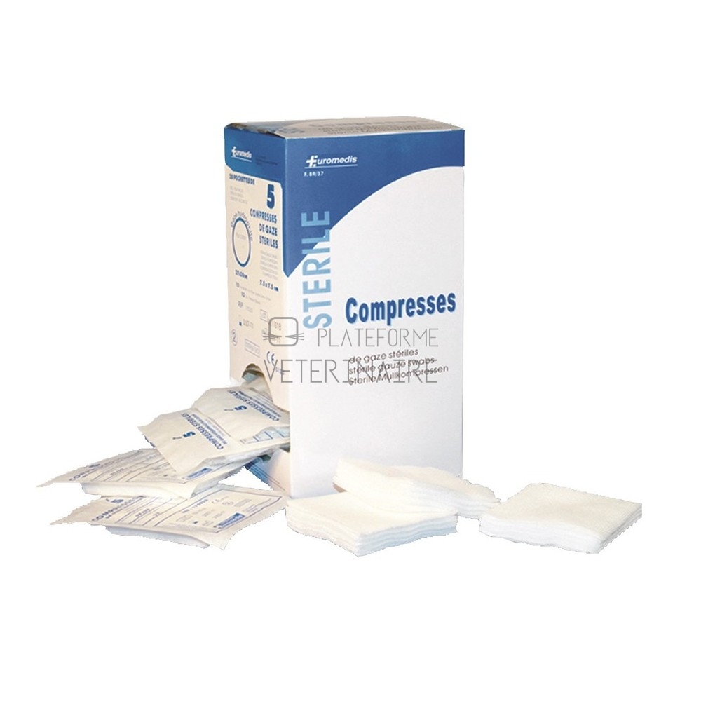 COMPRESSE STERILE 17F / 12 PLIS  SACHET INDIVI. 5 X 5 CM (X 100)