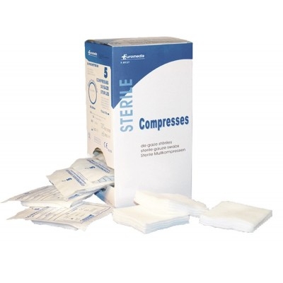 COMPRESSE STERILE 17F / 12 PLIS  SACHET INDIVI. 5 X 5 CM (X 100)