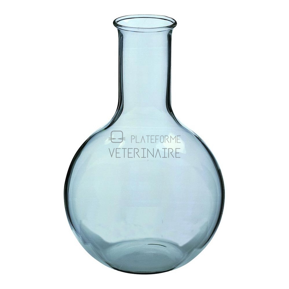 BALLON FOND PLAT COL ETROIT EN VERRE BOROSILICATE