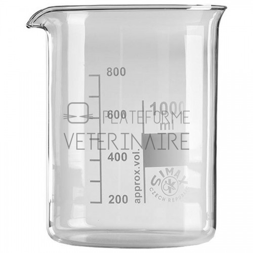 BECHER VERRE BORO FORME BASSE AVEC BEC 1000 ML