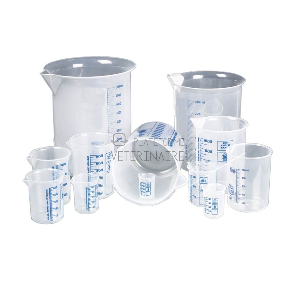 BECHER PLASTIQUE POLYPROPYLENE GRADUE 600 ML