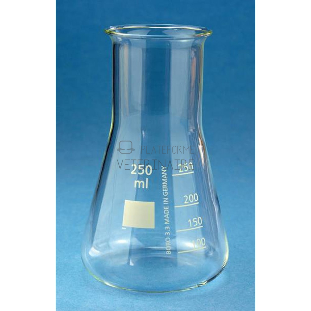 ERLENMEYER VERRE BORO COL LARGE GRADUE 100 ML