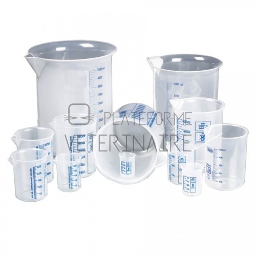 BECHER PLASTIQUE POLYPROPYLENE GRADUE 1000 ML