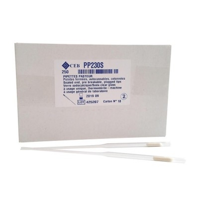 PIPETTE PASTEUR COTONNEES  270 MM (X 100)