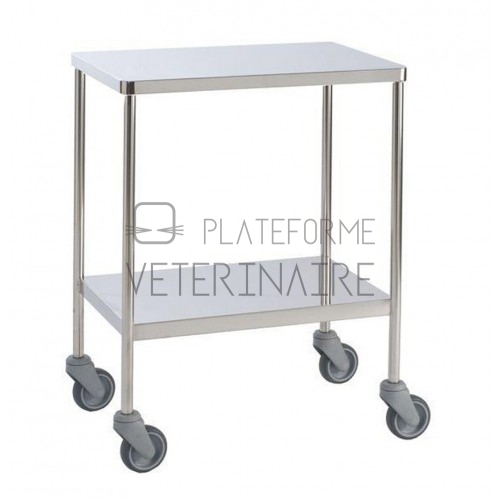 TABLE A INSTRUMENTS FIXE INOX 2 PLATEAUX 60 X 40CM