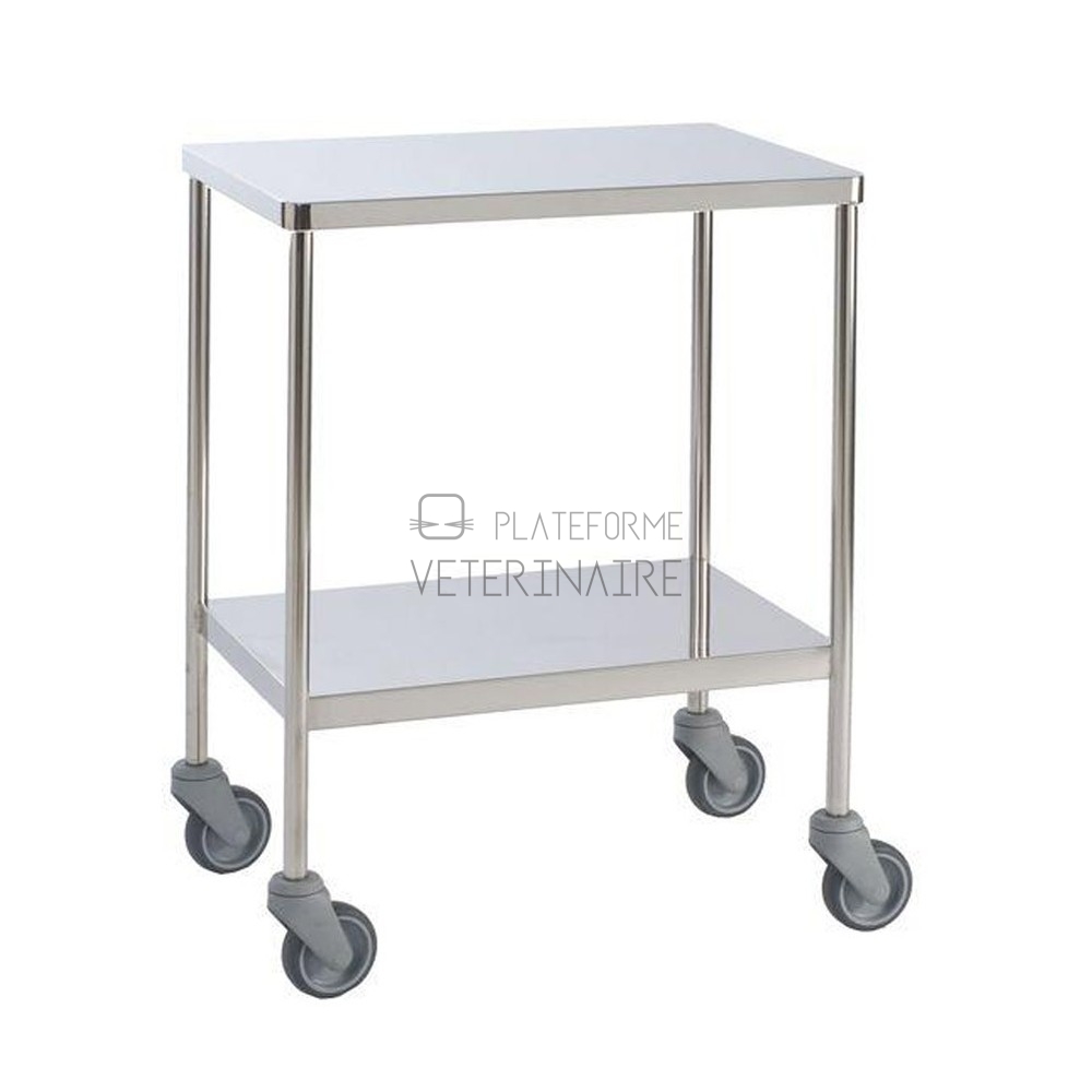 TABLE A INSTRUMENTS FIXE INOX 2 PLATEAUX 60 X 40CM