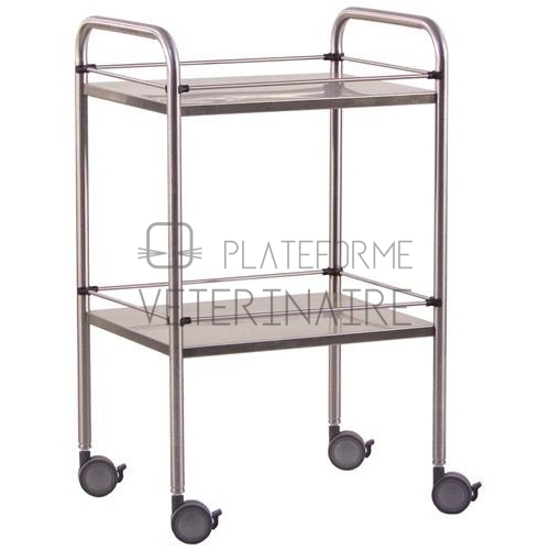 GUERIDON 2 PLATEAUX INOX + GALERIES 60 X 43 CM